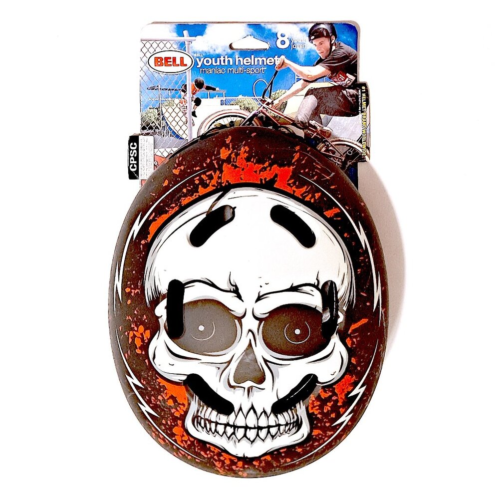 NWT Bell Manic Black Skull Helmet Size 53-56 CM Skateboard YTH 2/12